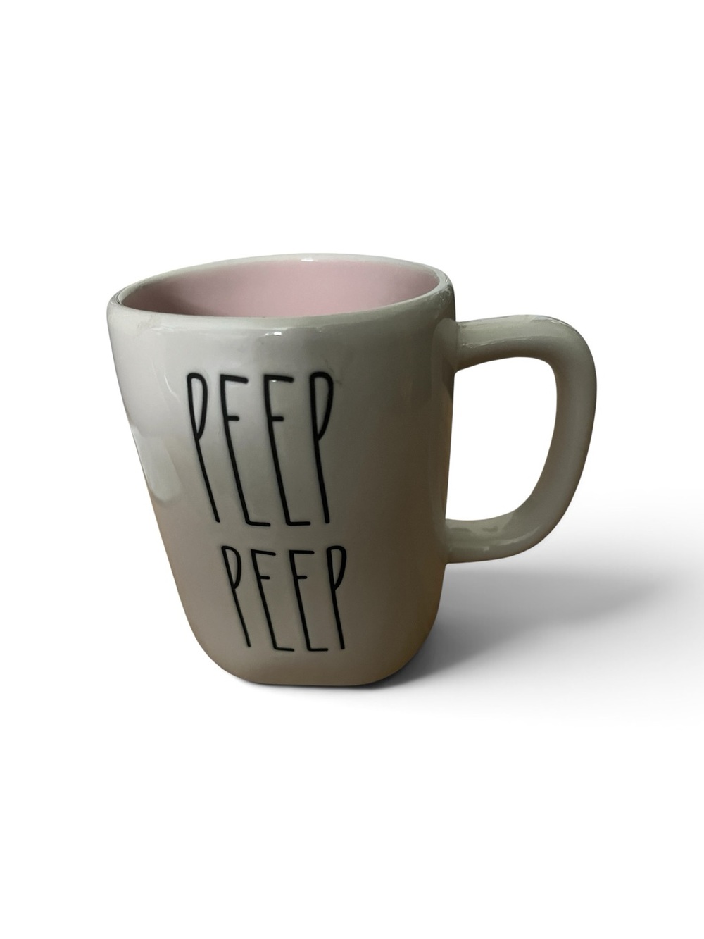 Rae Dunn White Mug with Pink Interior - PEEP PEEP
